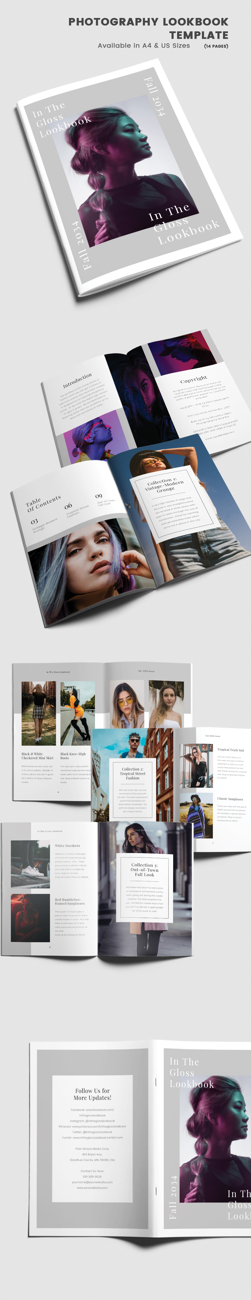 Elegant Photography Lookbook Template InDesign, Word, Apple Pages, Publisher