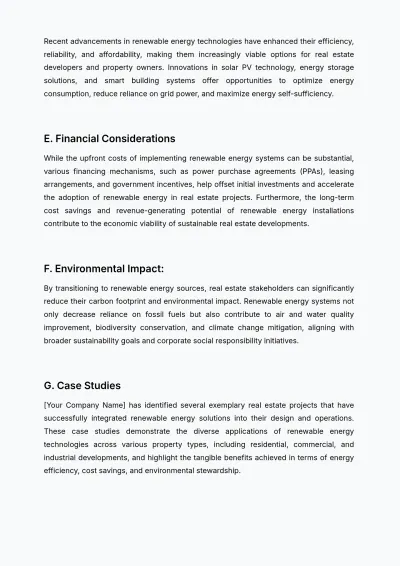 Free Real Estate Renewable Energy Review Template to Edit Online