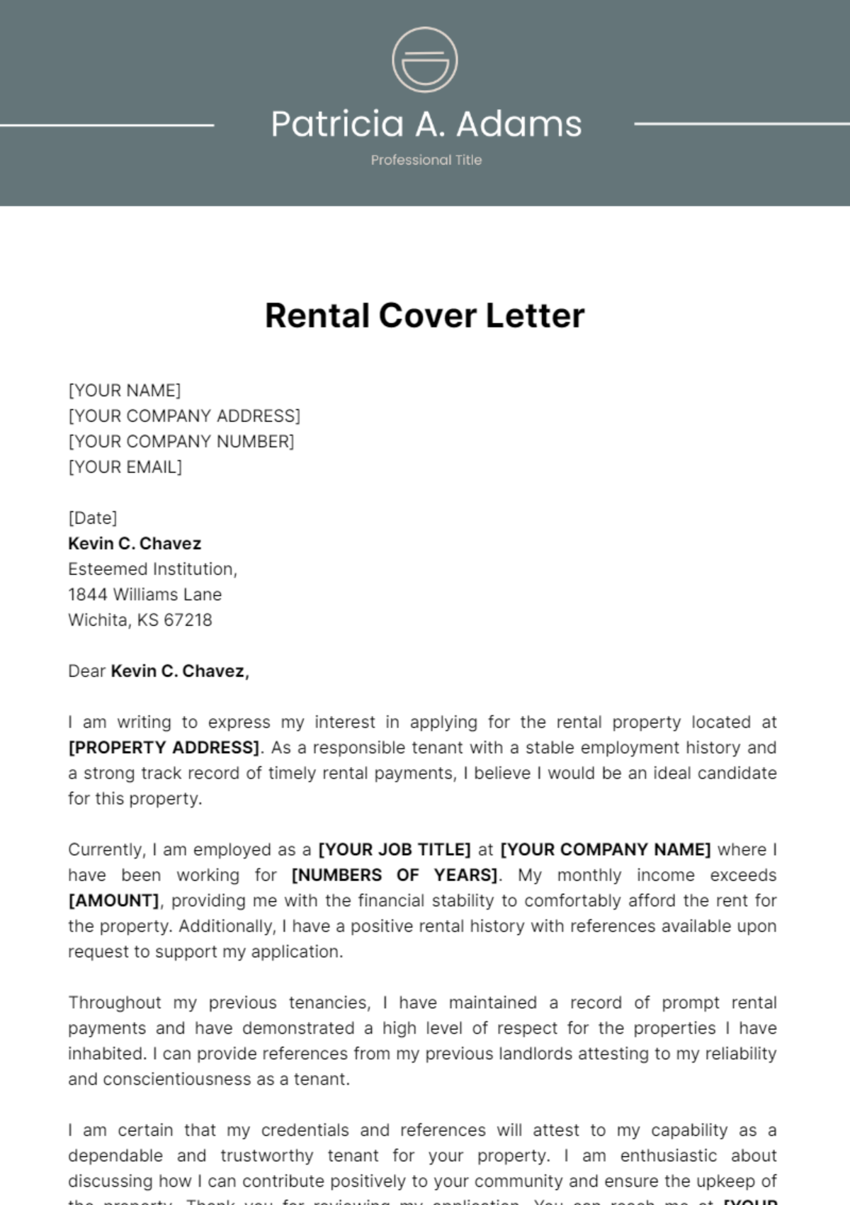 Rental Cover Letter Template