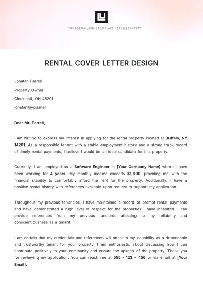 Free Rental Cover Letter Design Template to Edit Online