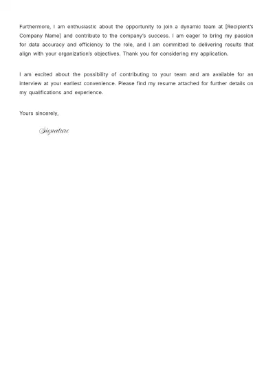 Free Data Entry Clerk Cover Letter Template to Edit Online