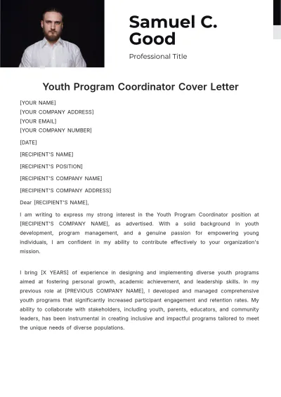 Free Youth Program Coordinator Cover Letter Template to Edit Online