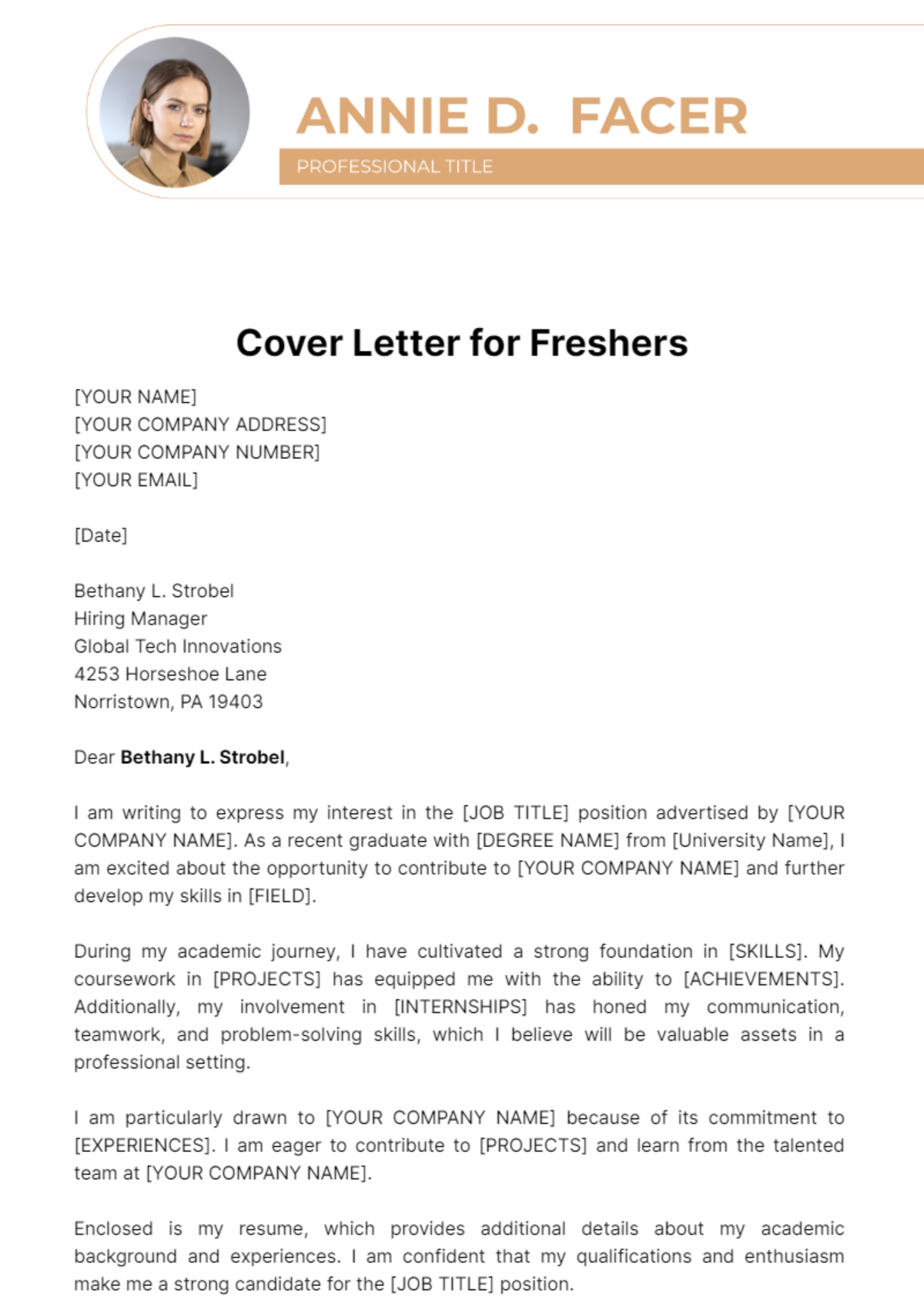 Cover Letter For Freshers Template