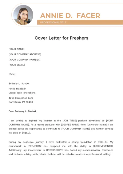 Free Cover Letter For Freshers Template to Edit Online