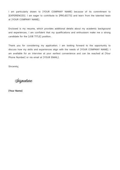 Free Cover Letter For Freshers Template to Edit Online