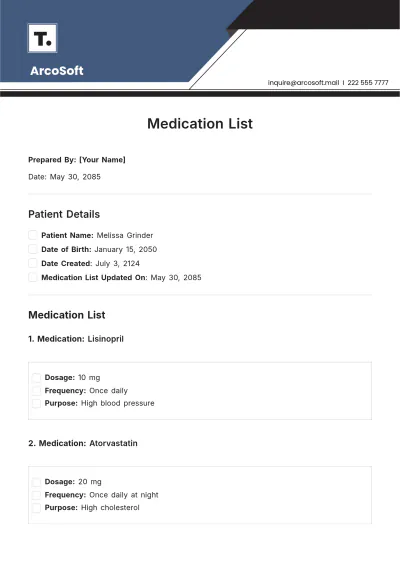 Free Medication List Template to Edit Online