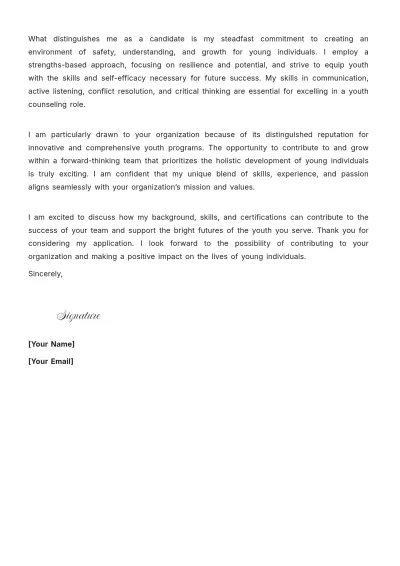 Free Youth Counselor Cover Letter Template to Edit Online