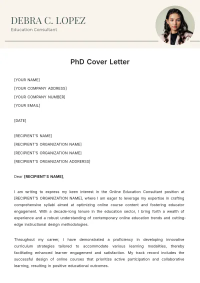 Free Phd Cover Letter Template to Edit Online