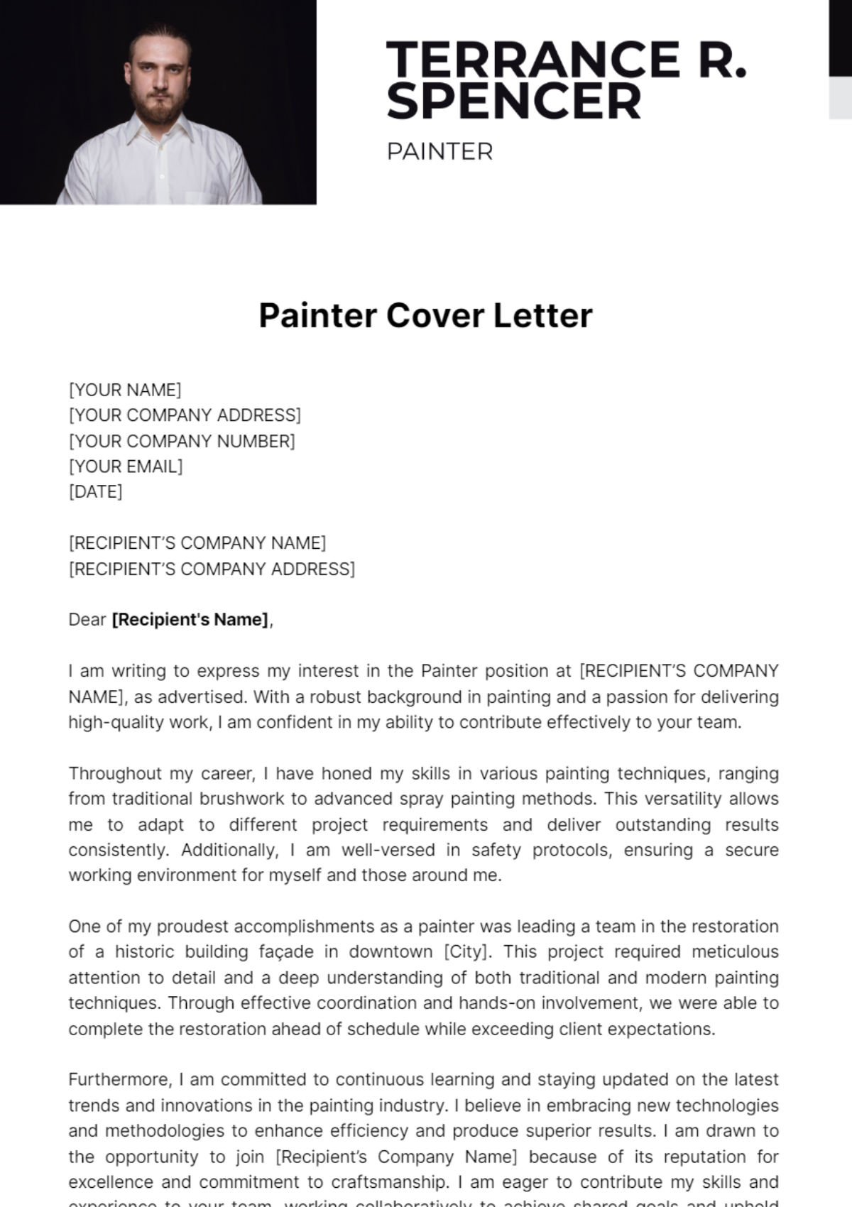 Free Painter Cover Letter Template