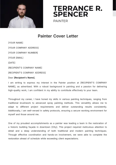 Free Painter Cover Letter Template to Edit Online