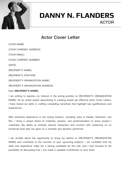 Free Actor Cover Letter Template to Edit Online