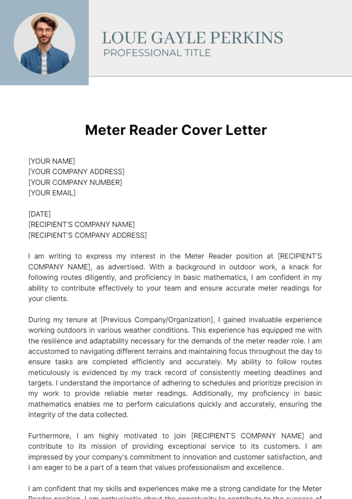 Meter Reader Cover Letter Template
