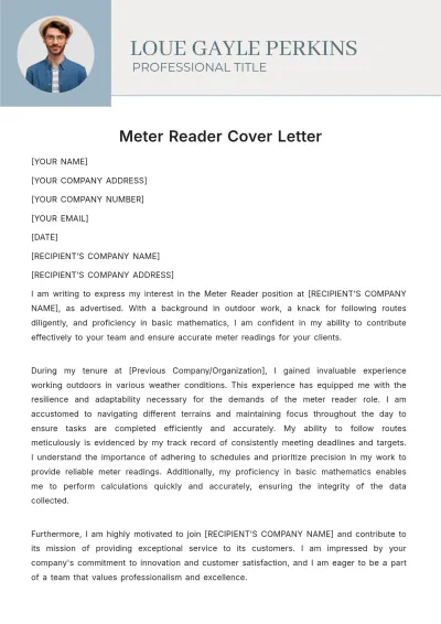 Free Meter Reader Cover Letter Template to Edit Online