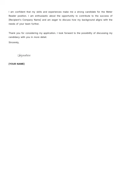 Free Meter Reader Cover Letter Template to Edit Online
