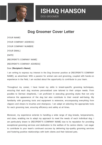 Free Dog Groomer Cover Letter Template to Edit Online
