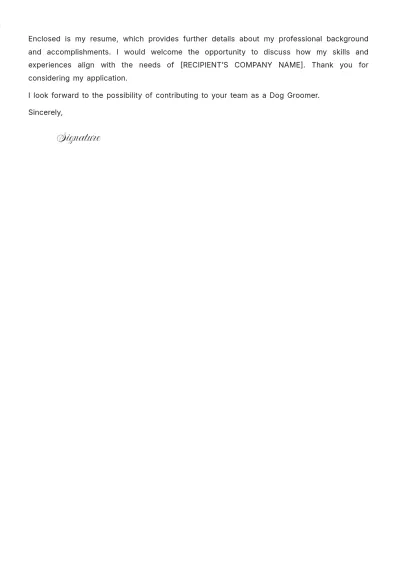 Free Dog Groomer Cover Letter Template to Edit Online
