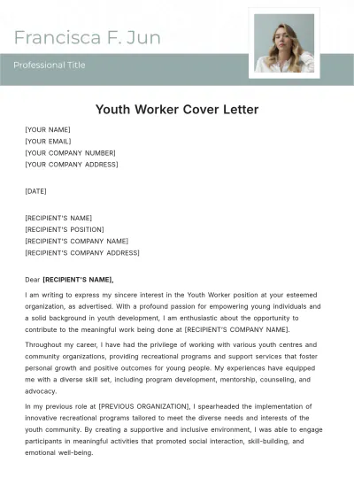 Free Youth Worker Cover Letter Template to Edit Online