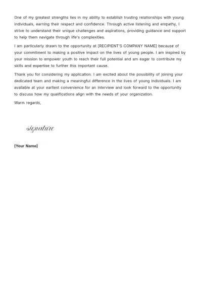 Free Youth Worker Cover Letter Template to Edit Online