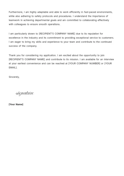 Free General Worker Cover Letter Template to Edit Online