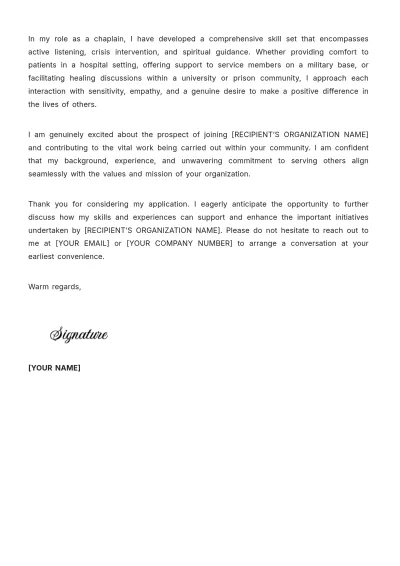 Free Chaplain Cover Letter Template to Edit Online
