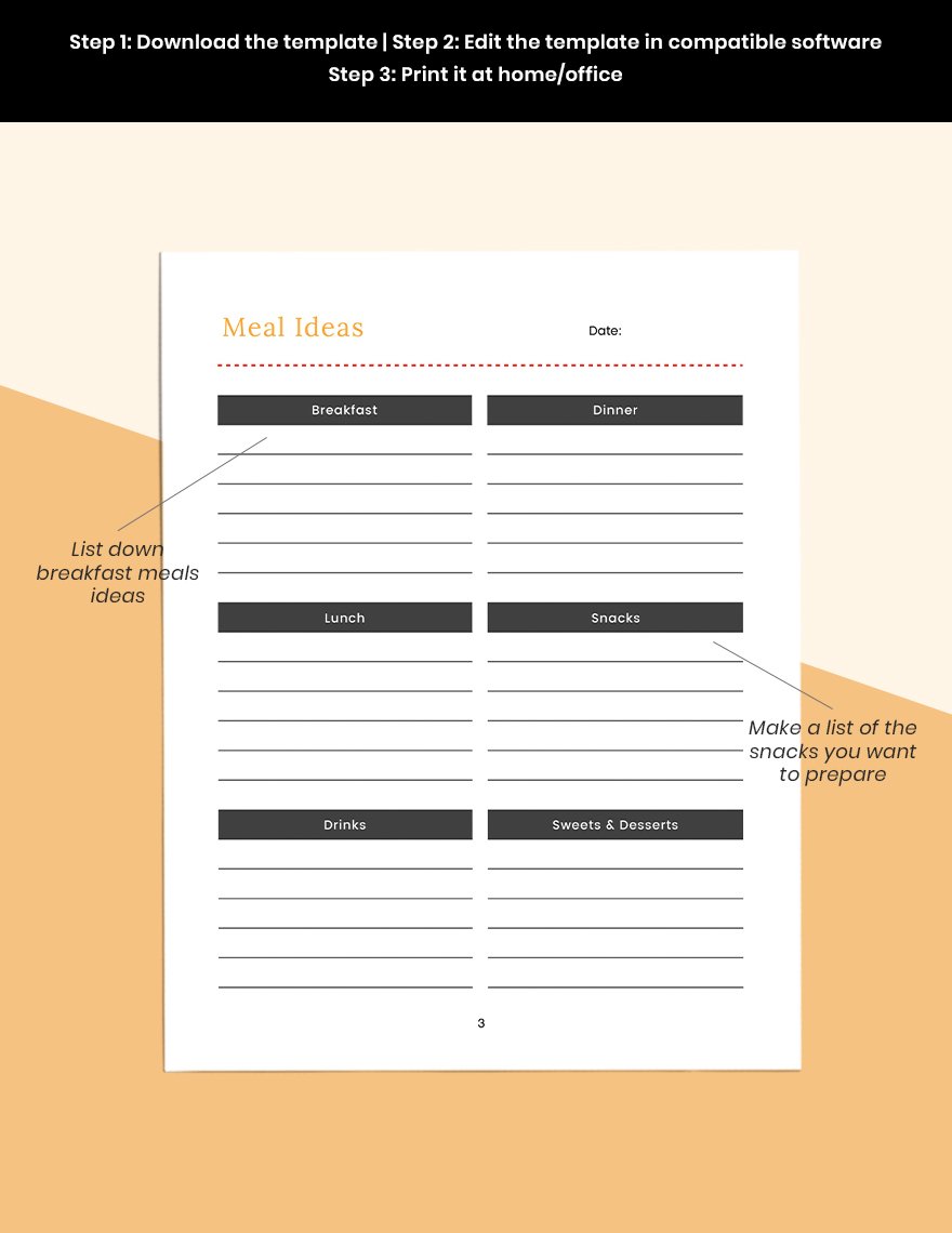 Blank meal planner Printable