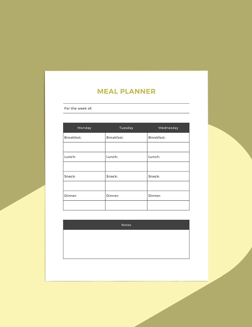 Simple Meal Planner Template
