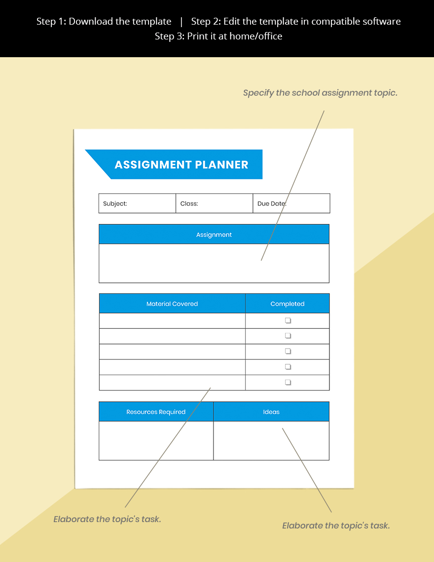 Printable School Planner Format