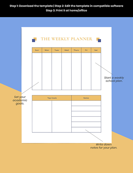 Free Simple School Planner Template to Edit Online