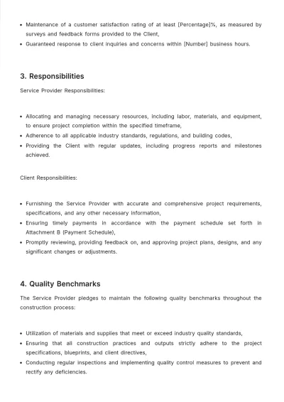 Free Real Estate Construction SLA Template to Edit Online