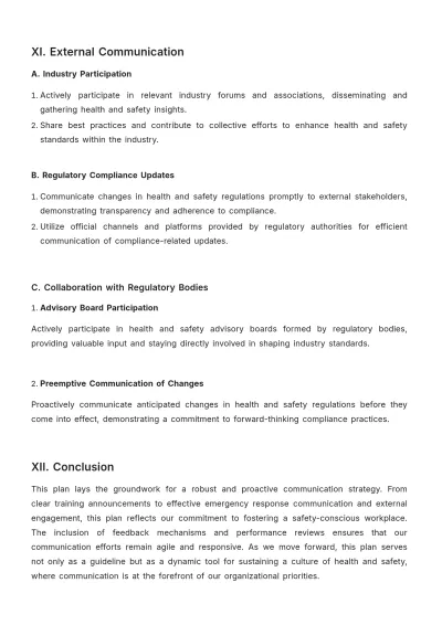 Free Comprehensive Health & Safety Communication Plan Template to Edit Online
