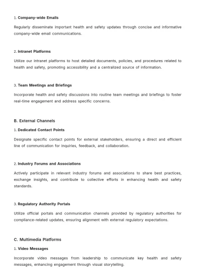 Free Comprehensive Health & Safety Communication Plan Template to Edit Online