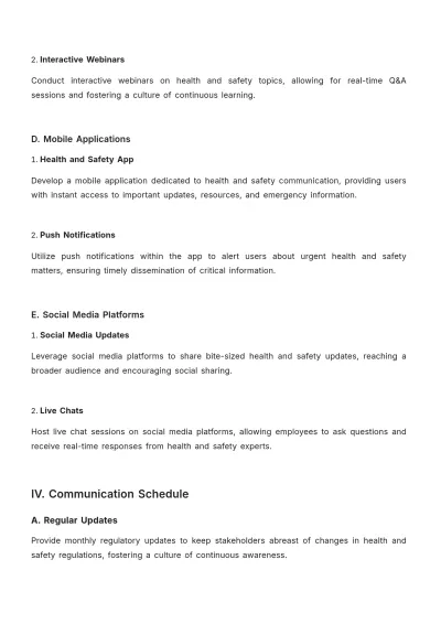 Free Comprehensive Health & Safety Communication Plan Template to Edit Online