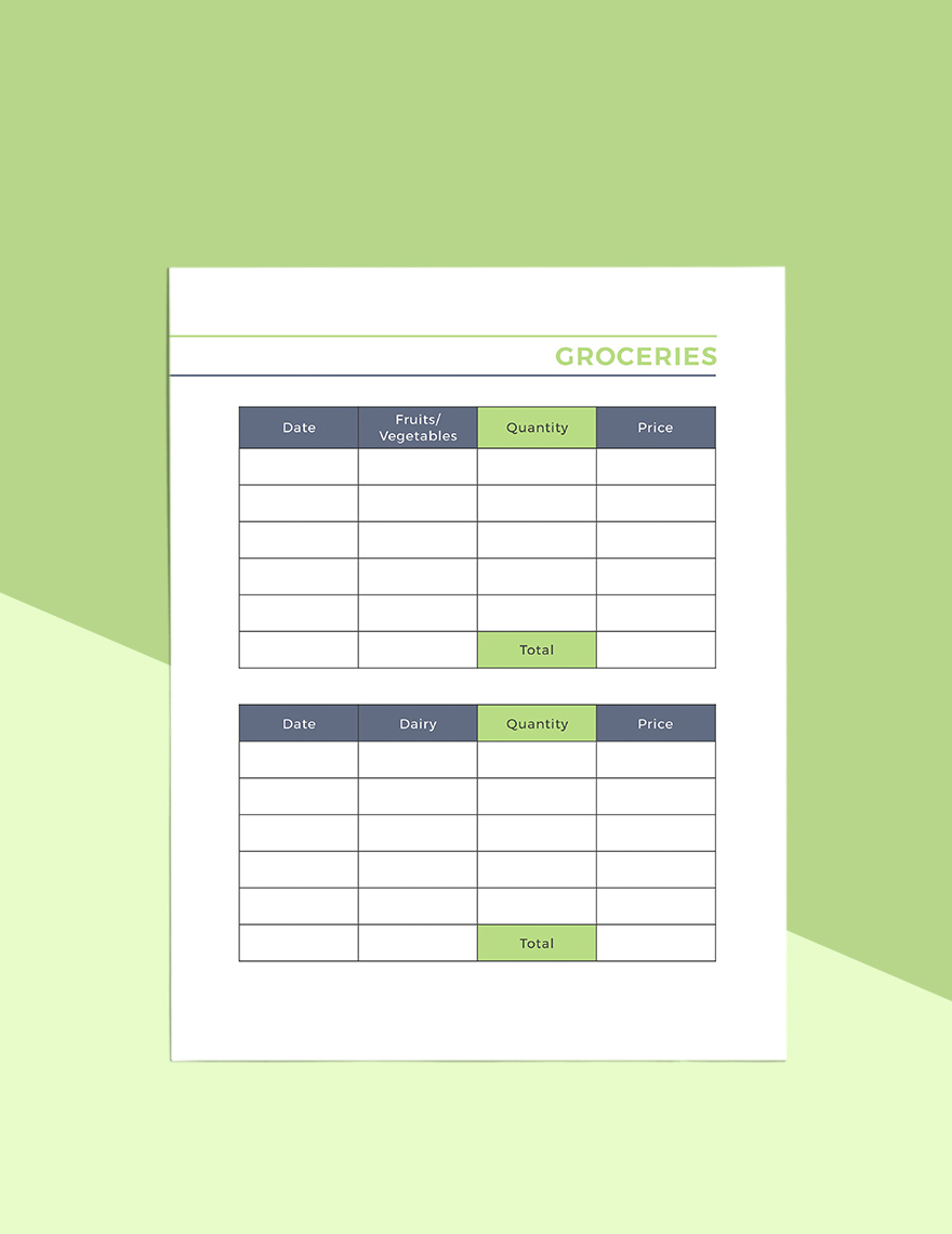 Basic Meal Planner Template