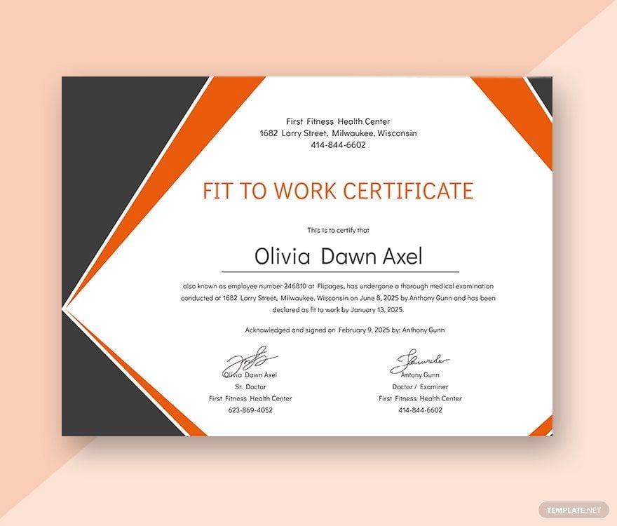 Medical Fitness Certificate Format Template