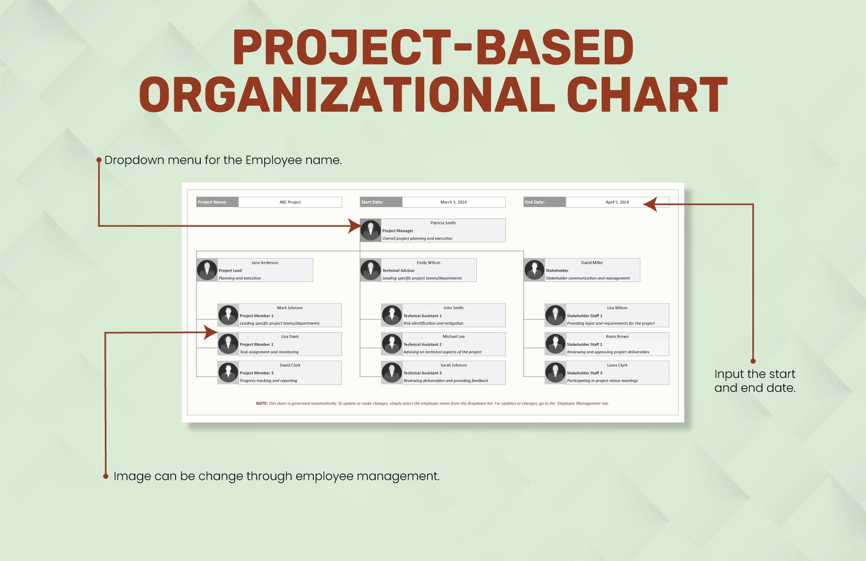 Project-Based Organizational Chart Template