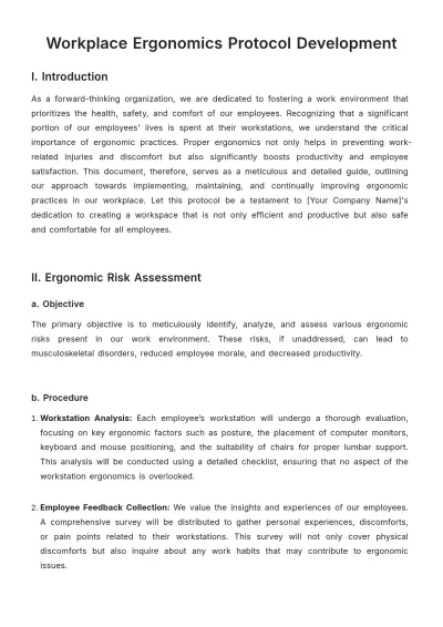Free Workplace Ergonomics Protocol Development Template to Edit Online