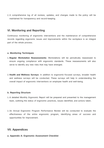 Free Workplace Ergonomics Protocol Development Template to Edit Online