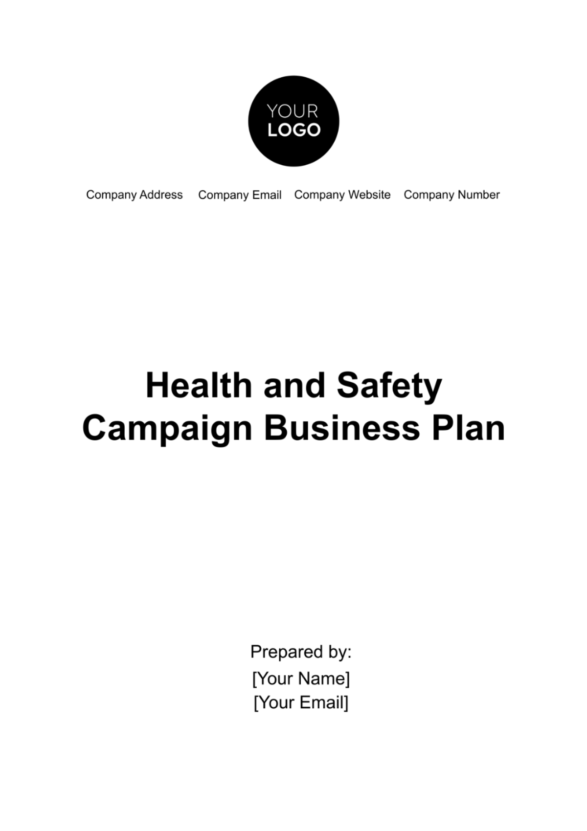 Health & Safety Campaign Business Plan Template - Edit Online & Download