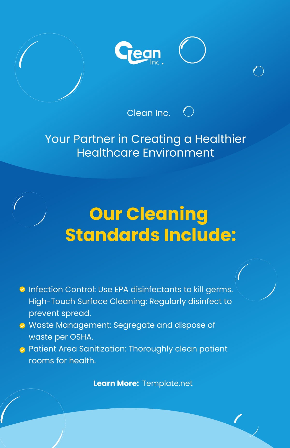Hospital and Healthcare Cleaning Standards Poster