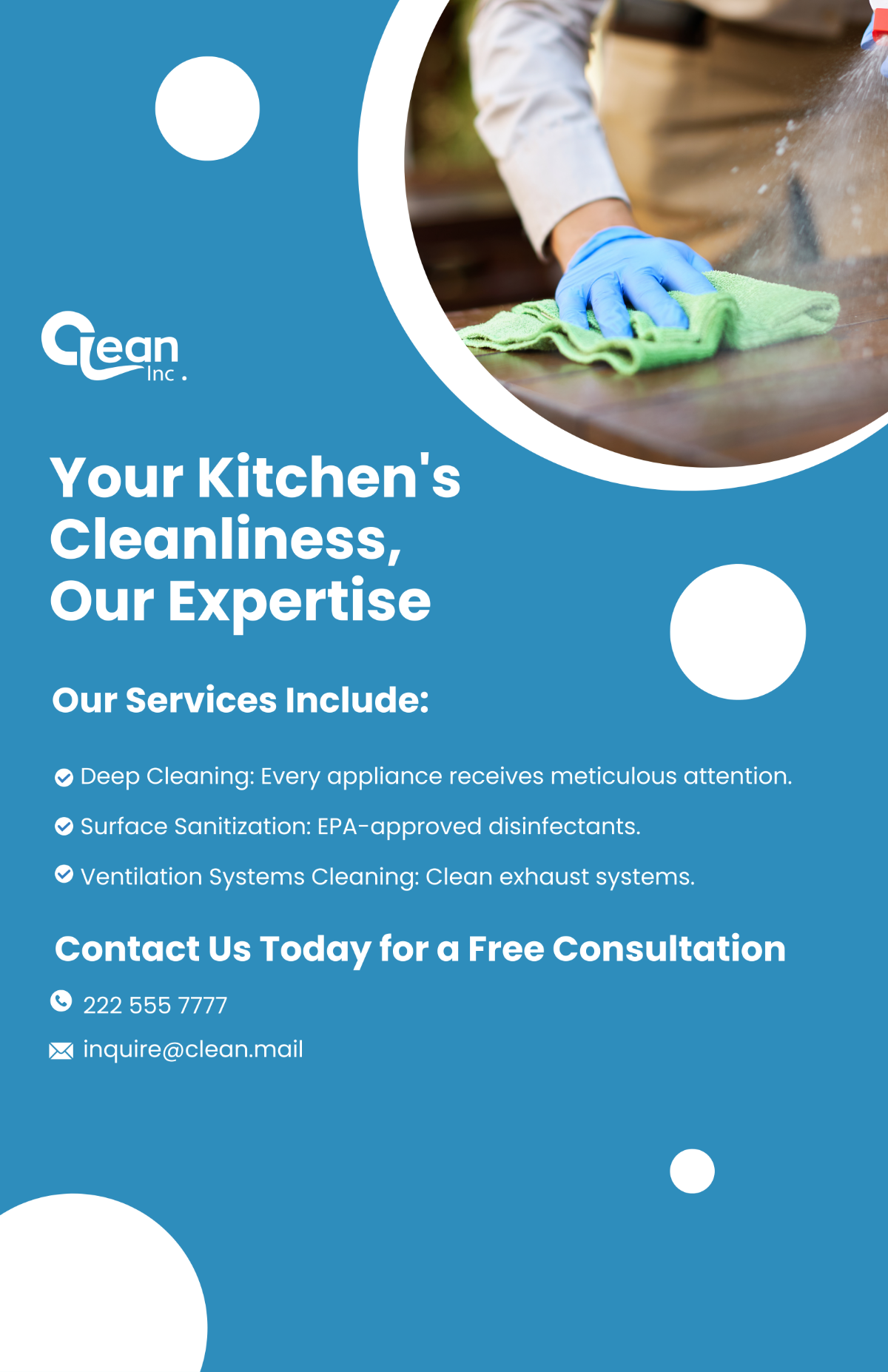 Free Restaurant Kitchen Sanitization Services Poster Template