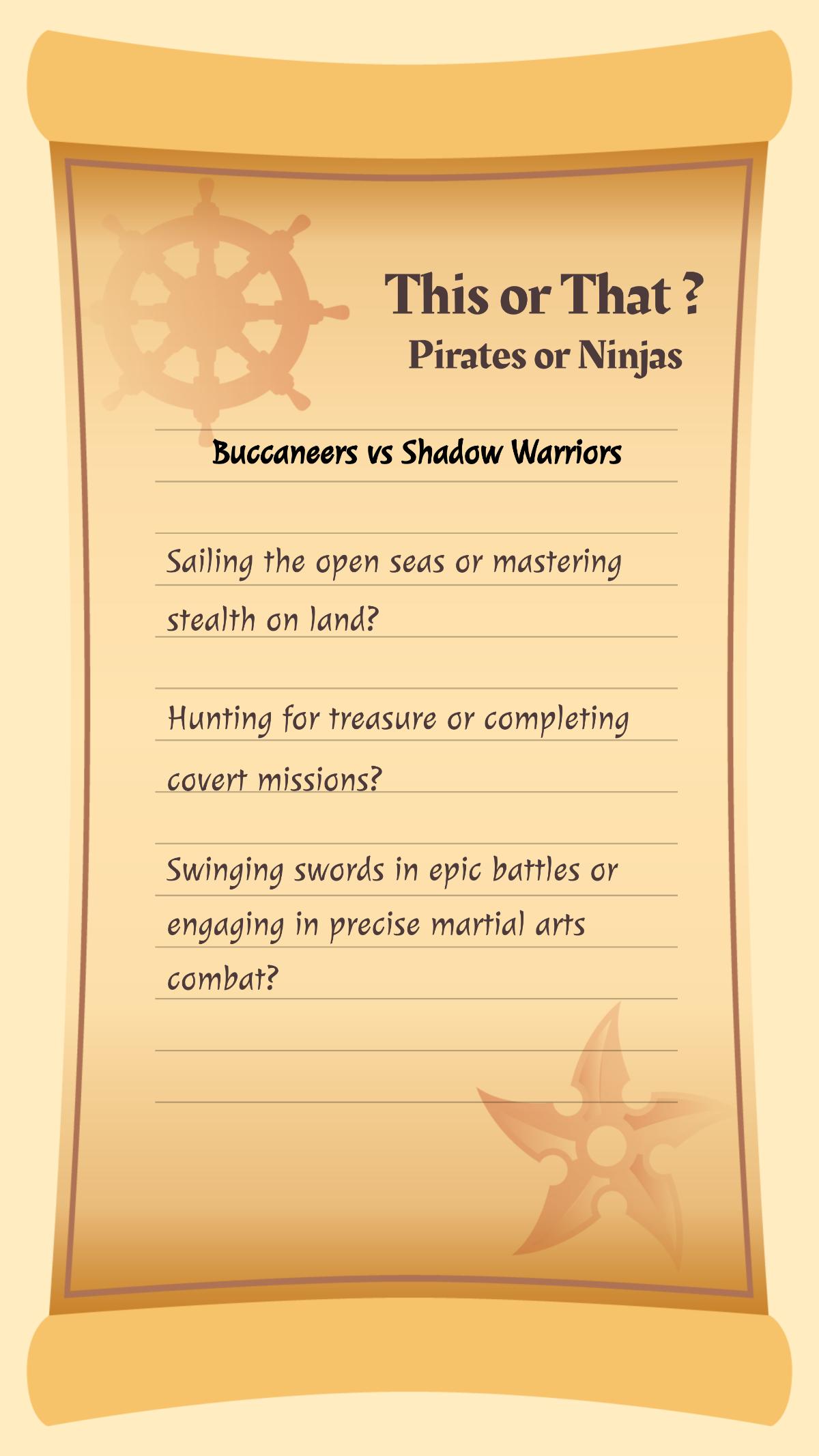 Pirates or Ninjas This or That Instagram Post Template