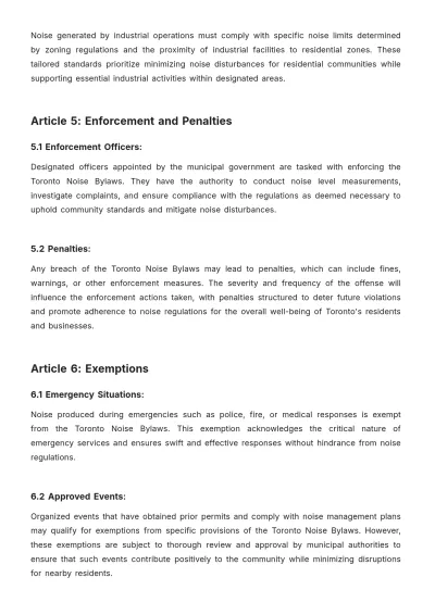 Free Toronto Noise Bylaws Template to Edit Online
