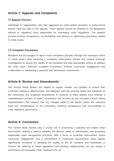 Free Toronto Noise Bylaws Template to Edit Online