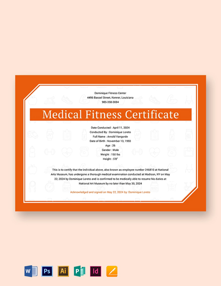 FREE Dental Medical Certificate Sample - Word | PSD | InDesign | Apple ...