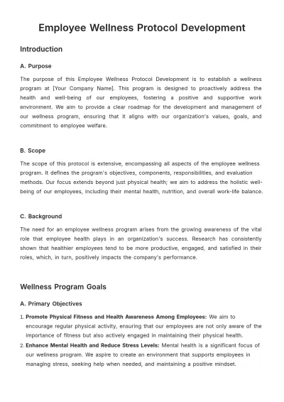 Free Employee Wellness Protocol Development Template to Edit Online