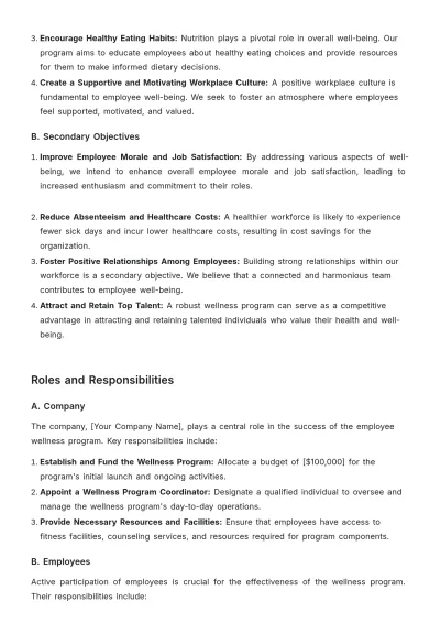 Free Employee Wellness Protocol Development Template to Edit Online