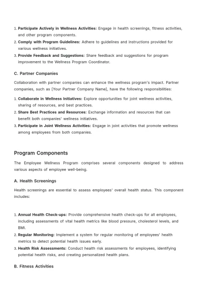 Free Employee Wellness Protocol Development Template to Edit Online