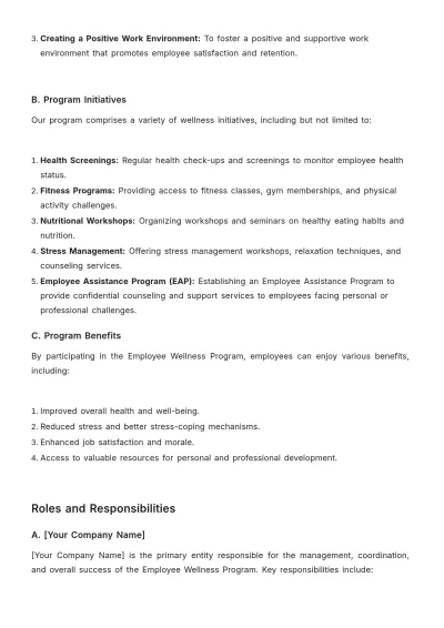 Free Employee Wellness Standard Operating Procedure Template to Edit Online