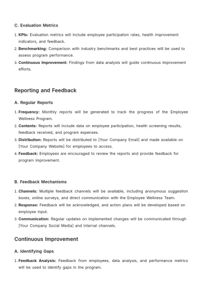 Free Employee Wellness Standard Operating Procedure Template to Edit Online