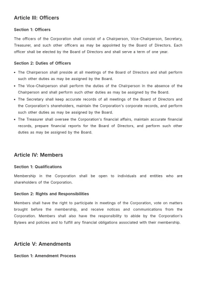 Free Michigan Bylaws Template to Edit Online